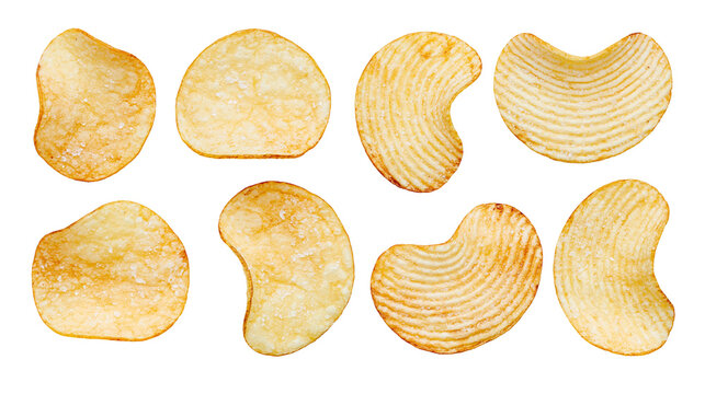 Crispy potato chips with wavy and smooth textures