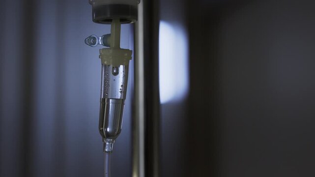 Healthcare Hospital Medical IV Drip Intravenous Saline Drop 4K Video