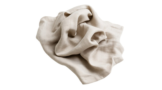 Textured beige linen fabric crumpled cloth