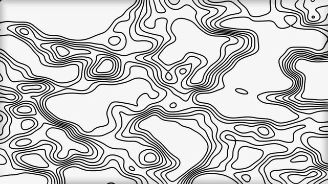 Shining outline topographic contour map like moving waves. Mountain terrain outline with backdrop lines. Liquid melt lines moving for waving background. Digital laser waves looping featuring smooth.