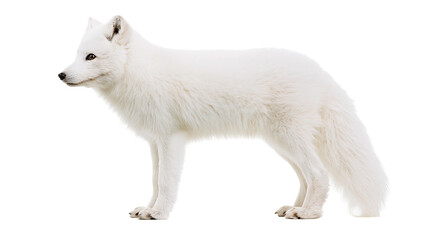 Arctic fox standing profile view white fur © Michal