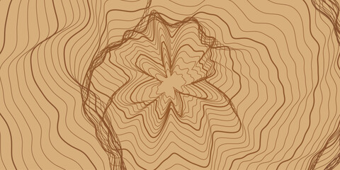 Topographic map background vector, brown contour lines on tan paper, abstract geographic terrain map for outdoor design © WahidDS