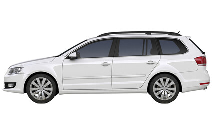 Naklejka premium White station wagon car with roof rails and tinted windows