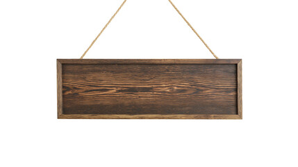 Rectangular dark wood sign hanging by rope © Isabel