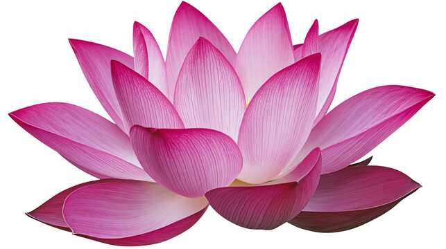 Pink lotus flower with delicate petals and veins