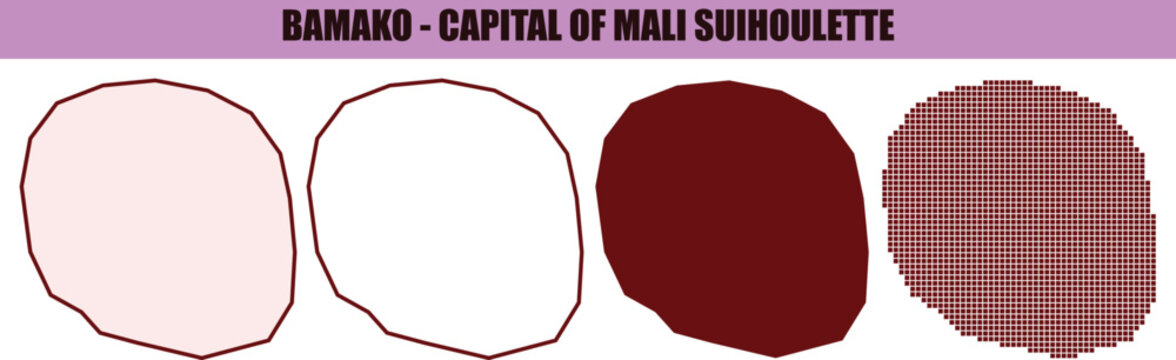 Bamako, Mali city skyline, capital city, silhouette, vector illustration
