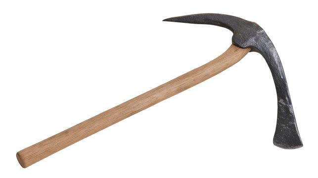 Metal pickaxe with wooden handle
