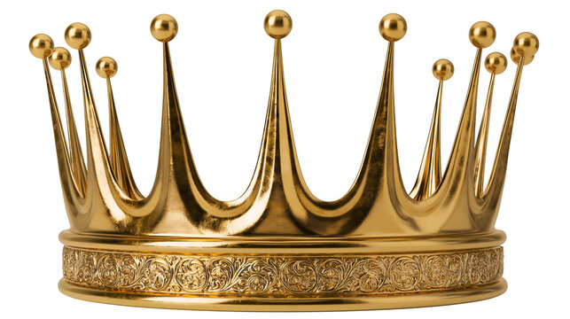Ornate golden crown with decorative band and pointed spikes topped with spheres
