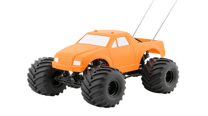 Orange RC monster truck with large black tires and antenna © Isabel
