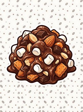 Delicious rocky road chocolate treat with marshmallows and nuts