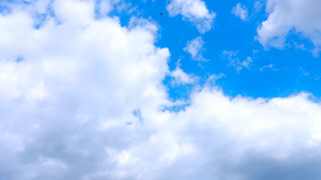 Small airplane flying over blue sky.