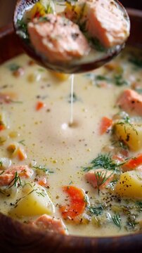 Creamy Salmon Chowder with Vegetables