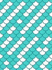 Turquoise and white mermaid scale pattern background