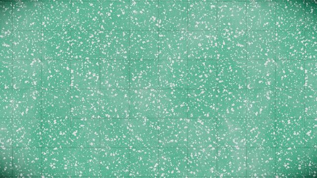 Abstract pattern background, vibrant teal green and white speckled tiled texture, a modern seamless loop