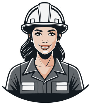 A smiling woman wearing a hard hat and safety uniform represents a skilled construction worker.