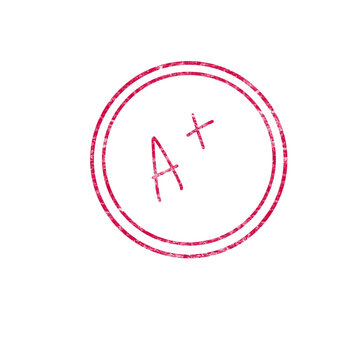 Red circular stamp with an A+ grade mark inside, indicating excellent performance or approval.