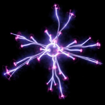 Macro Close-Up of Neural Plasma Network, Glowing Purple Blue