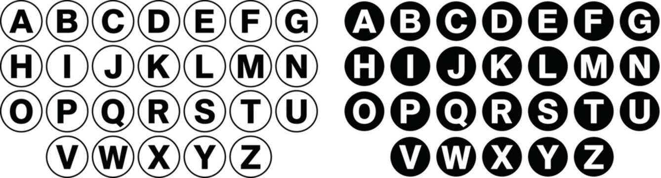 Alphabet letter circles vector icon set