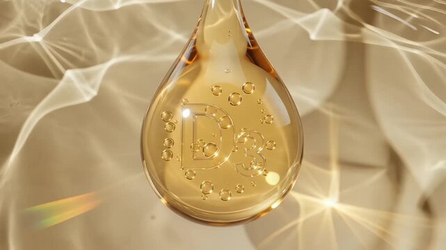 Luminous yellow vitamin D3 fluid health supplement and skeletal wellness