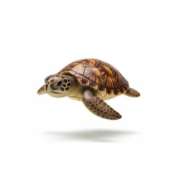Macro Shot of a Sea Turtle Isolated on Transparent Background
