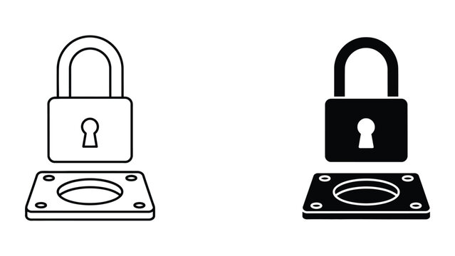 Premium Locksmith tools vector icons showcasing padlocks and keys Vector Icon Isolated on White Background