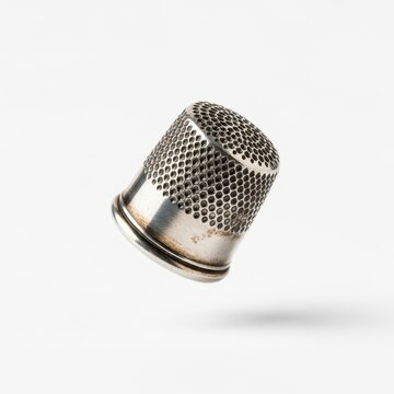 Macro Silver Thimble Isolated on Transparent Background