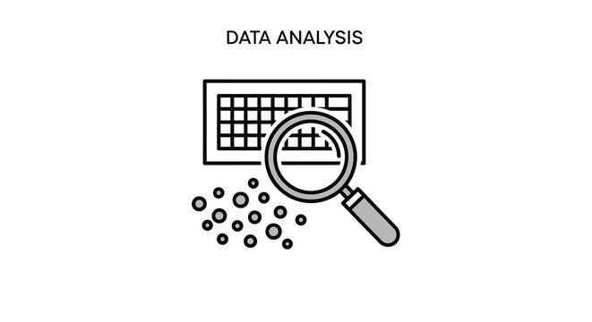 Data Analysis Icon With Magnifying Glass And Scatter Plot Line Style