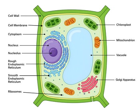 Simple Plant Cell Diagram with Labeled Organelles