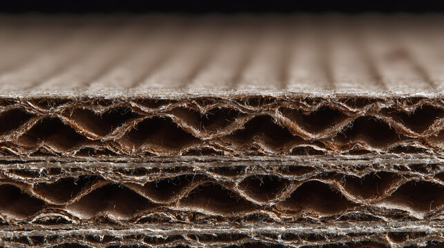 stack of brown corrugated cardboard sheets showing packaging industry material manufacturing production and sustainable shipping supplies close up