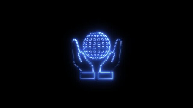 Blue neon sign "welcome" in cyrillic script, glowing animated text loop for hospitality, restaurants, bars, and events
