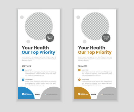 Modern Medical Healthcare Roll-Up Banner Template with Clean Professional Clinic Design