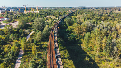 Fototapeta premium Aerial View of Naramowice Field with Overpass. Poznan, Poland