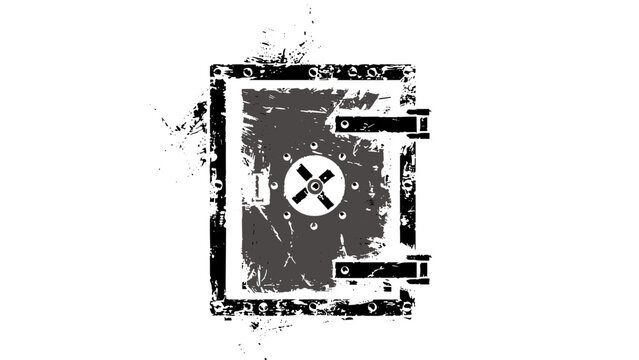 Secure Bank Safe Deposit Box Symbol Vintage Distressed Vector Illustration