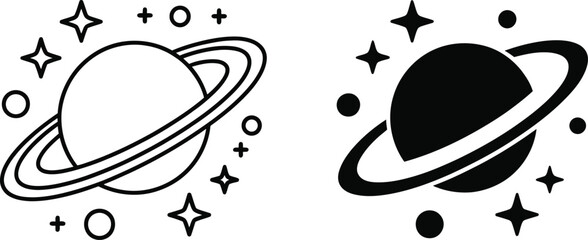 Saturn planet rings and stars icon vector illustration © Rahat Hossain