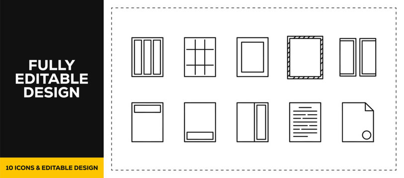 flat vector illustration line art icon bundle set design representing website layout templates ui wireframes digital screen structures and software development element UI
