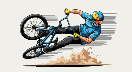 Obraz premium Professional Cyclist Performing a High Speed BMX Stunt in a Dynamic Action Style