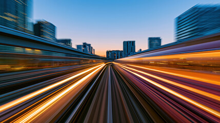 Fototapeta premium Long exposure city traffic light trails at night