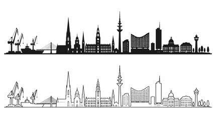 Fototapeta premium Hamburg City Skyline Silhouette Vector Illustration