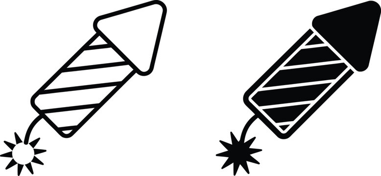 Firework rocket pyrotechnic icons vector illustration