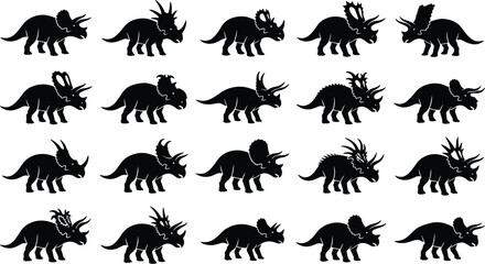 Pterosaur Species and Prehistoric Flying Reptiles Black Silhouette Vector Icons Set © Nurjahan