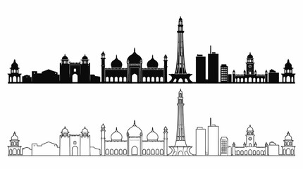 Fototapeta premium Lahore City Skyline Silhouette Vector Illustration