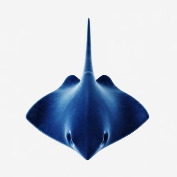 Stingray Silhouette Top-Down View Isolated on Transparent Background