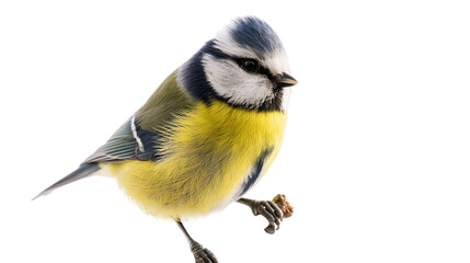 Blue tit bird with yellow breast and blue head perched on a branch © Miguel