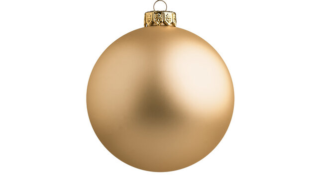 Matte gold Christmas bauble ornament with ornate cap
