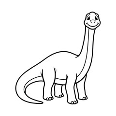 Dinosaur, cartoon, brontosaurus, illustration, vector, black and white © 1622Sangram