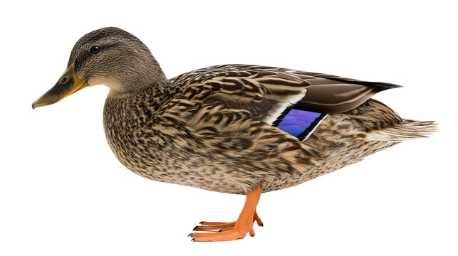 Female Mallard Duck with iridescent blue speculum feathers