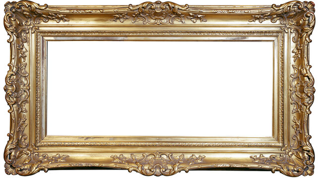 Ornate gold picture frame with rococo carvings