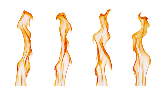 Four abstract orange flames dancing upwards