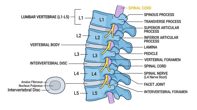 Anatomy of the Lumbar Spine: Vertebrae, Discs, and Spinal Cord
