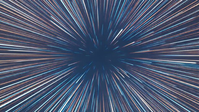High Speed Warp Light Streaks Shooting Outward in Hyperspace Travel, Futuristic Sci-Fi Motion Background Full HD
